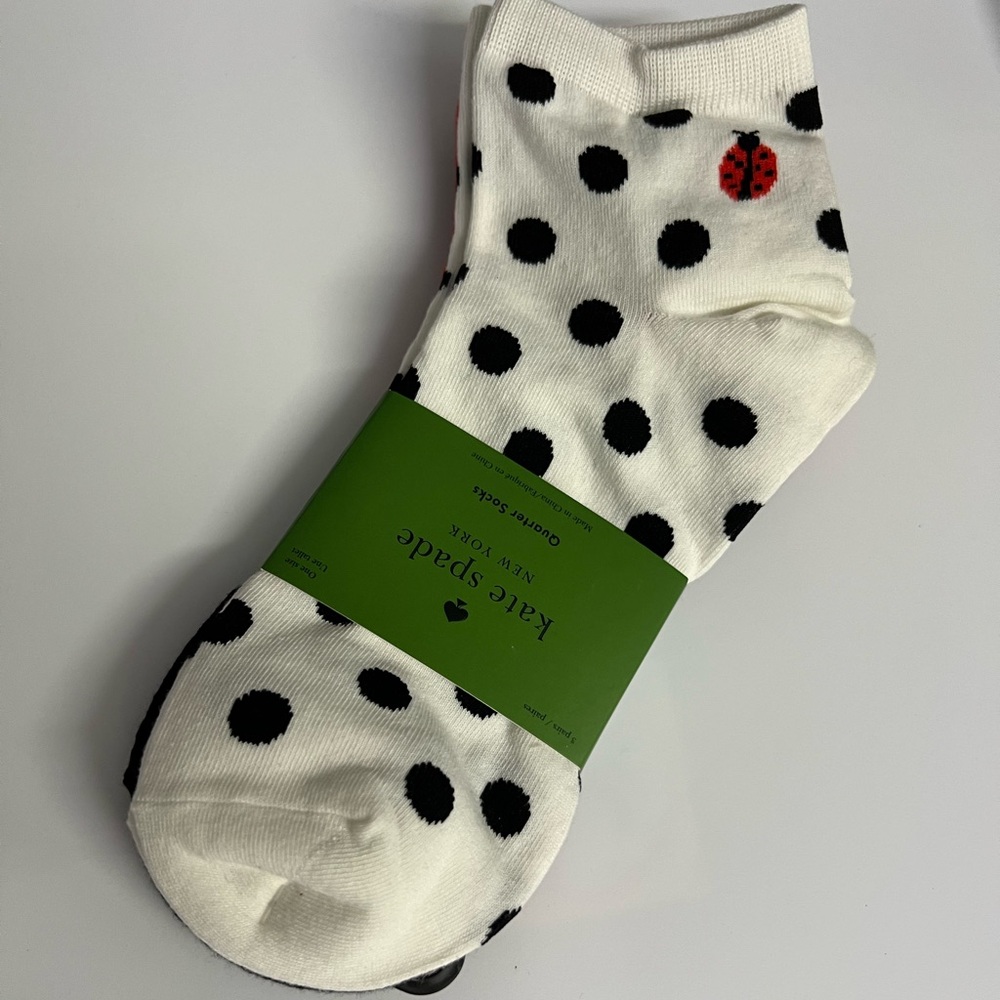 Kate Spade New York Polka Dots Ladybug Quarter Length Socks 3 pairs